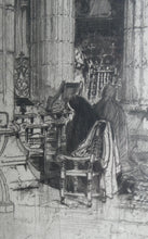 Load image into Gallery viewer, ANTIQUE PRINT. Original Etching by Hedley FITTON. Entitled ROSSLYN CHAPEL. Pencil Signed
