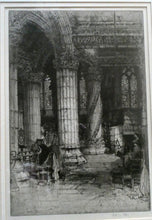 Load image into Gallery viewer, ANTIQUE PRINT. Original Etching by Hedley FITTON. Entitled ROSSLYN CHAPEL. Pencil Signed
