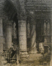 Load image into Gallery viewer, ANTIQUE PRINT. Original Etching by Hedley FITTON. Entitled ROSSLYN CHAPEL. Pencil Signed
