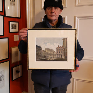 SCOTTISH ART. Georgian Engraving 1804 by James Fittler after John Claude Nattes, Edinburgh Castle from Registar House. FRAMED