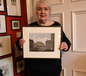 SCOTTISH ART. Georgian Engraving 1804 by James Fittler after John Claude Nattes, Edinburgh Castle from Registar House. FRAMED