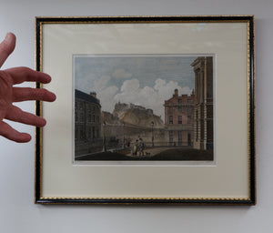 SCOTTISH ART. Georgian Engraving 1804 by James Fittler after John Claude Nattes, Edinburgh Castle from Registar House. FRAMED