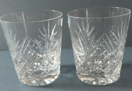 Vintage Edinburgh Crystal Pair of Large Old Fashioned Tumblers. Height: 3 1/2 inches