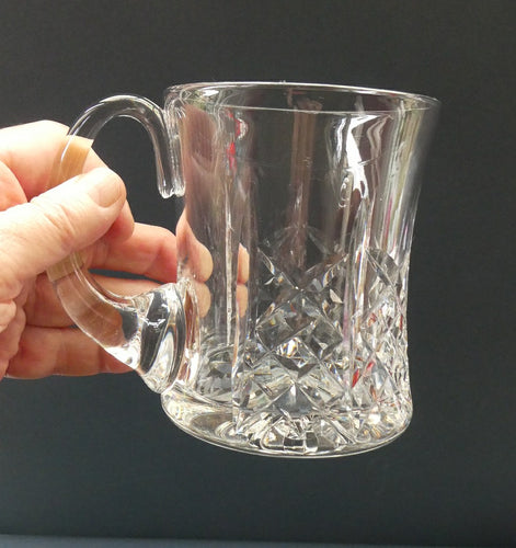 RARE 1950s Edinburgh Crystal TANKARD: HIGHLAND Pattern. 4 1/4 inches tall