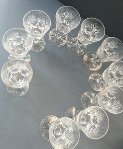 EDINBURGH CRYSTAL. Set of TEN Matching STAR OF EDINBURGH Sherry Glasses 4 1/2 inches in height