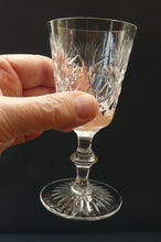 Load image into Gallery viewer, EDINBURGH CRYSTAL. Set of TEN Matching STAR OF EDINBURGH Sherry Glasses 4 1/2 inches in height
