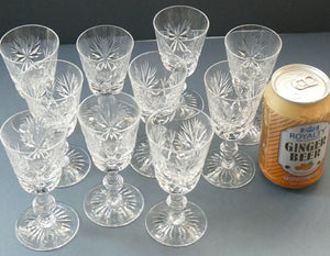 EDINBURGH CRYSTAL. Set of TEN Matching STAR OF EDINBURGH Sherry Glasses 4 1/2 inches in height