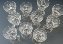 Load image into Gallery viewer, EDINBURGH CRYSTAL. Set of TEN 1950s Matching STAR OF EDINBURGH Sherry Glasses: 4 1/2 inches in height
