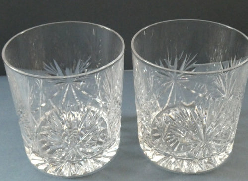 Vintage Edinburgh Crystal Pair of Large Old Fashioned STAR OF EDINBURGH Tumblers. Height: 3 1/4 inche