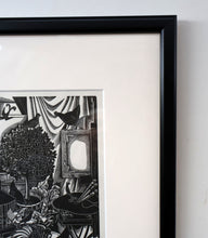 Load image into Gallery viewer, SCOTTISH ART. Rare 1953 Original Wood Engraving by Jozef Sekalski. Design for a Christmas Card Entitled &quot;Fourth Day of Christmas&quot;. Pencil Signed 
