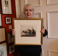 Load image into Gallery viewer, ORIGINAL ETCHING: Carting Hay (1928) by Charles Frederick Tunnicliffe. Pencil Signed &amp; FRAMED
