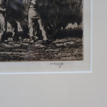 Load image into Gallery viewer, ORIGINAL ETCHING: Carting Hay (1928) by Charles Frederick Tunnicliffe. Pencil Signed &amp; FRAMED
