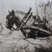 Load image into Gallery viewer, ORIGINAL ETCHING: Carting Hay (1928) by Charles Frederick Tunnicliffe. Pencil Signed &amp; FRAMED
