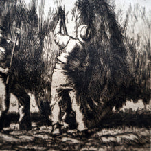 Load image into Gallery viewer, ORIGINAL ETCHING: Carting Hay (1928) by Charles Frederick Tunnicliffe. Pencil Signed &amp; FRAMED
