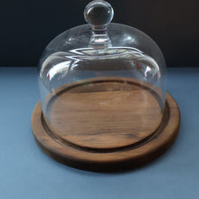 Load image into Gallery viewer, Large Vintage 1960s Teak and Glass Dome Cheese Dish
