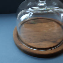 Load image into Gallery viewer, Large Vintage 1960s Teak and Glass Dome Cheese Dish
