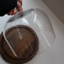 Load image into Gallery viewer, Large Vintage 1960s Teak and Glass Dome Cheese Dish
