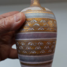 Load image into Gallery viewer, Cornish Studio Pottery. Miniature Gold Lustre PORCELAIN Vase by Mary Rich (1940 - 2022)
