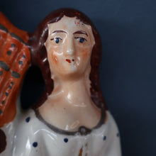 Load image into Gallery viewer, ANTIQUE Victorian Staffordshire Flatback Figurine. A Highlander and his Sweetheart Sitting on a Clock Face. Poor Man&#39;s Clock
