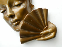 Load image into Gallery viewer, Art Deco 1930s Wall Mask G. Leonardi Golden Lady&#39;s Head Wall Mask
