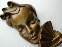 Load image into Gallery viewer, Art Deco 1930s Wall Mask G. Leonardi Golden Lady&#39;s Head Wall Mask
