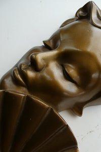 Art Deco 1930s Wall Mask G. Leonardi Golden Lady's Head Wall Mask