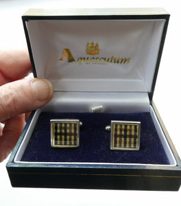 Pre Loved Pair of AQUASCUTUM Tartan Cufflinks. In original retail