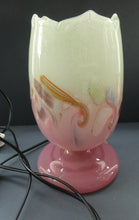 Load image into Gallery viewer, 1950s Scottish VASART Glass Tulip Lamp in Pastel Pink and Peppermint Shades. WORKING
