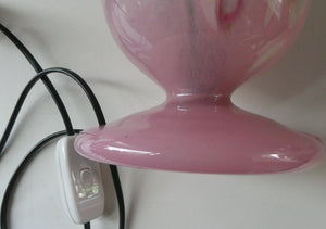 1950s Scottish VASART Glass Tulip Lamp in Pastel Pink and Peppermint Shades. WORKING