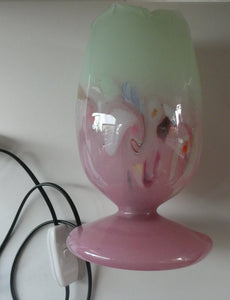 1950s Scottish VASART Glass Tulip Lamp in Pastel Pink and Peppermint Shades. WORKING