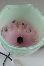 Load image into Gallery viewer, 1950s Scottish VASART Glass Tulip Lamp in Pastel Pink and Peppermint Shades. WORKING
