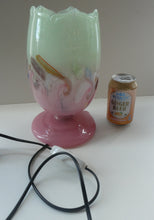 Load image into Gallery viewer, 1950s Scottish VASART Glass Tulip Lamp in Pastel Pink and Peppermint Shades. WORKING
