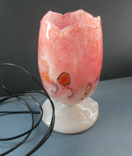 Load image into Gallery viewer, 1950s Scottish VASART Glass Tulip Lamp in Lilac Grey and Mottled Rose Pink Colours. WORKING
