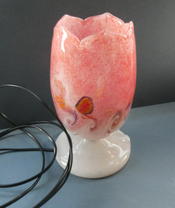 1950s Scottish VASART Glass Tulip Lamp in Lilac Grey and Mottled Rose Pink Colours. WORKING