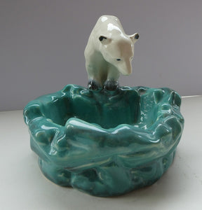 1930s Art Deco Ditmar Urbach Czech Ceramic Polar Bear Bowl