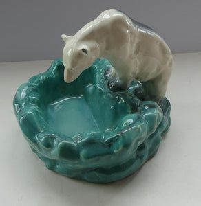 1930s Art Deco Ditmar Urbach Czech Ceramic Polar Bear Bowl