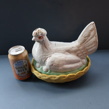 Load image into Gallery viewer, Late 19th Century Antique Victorian WHITE Staffordshire Hen on Yellow Nest 
