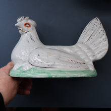 Load image into Gallery viewer, Late 19th Century Antique Victorian WHITE Staffordshire Hen on Yellow Nest 
