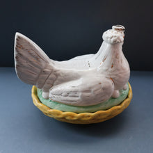 Load image into Gallery viewer, Late 19th Century Antique Victorian WHITE Staffordshire Hen on Yellow Nest 
