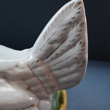 Load image into Gallery viewer, Late 19th Century Antique Victorian WHITE Staffordshire Hen on Yellow Nest 
