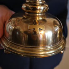 Load image into Gallery viewer, ECCLESIASTICAL ART. Unusual Pair of Vintage Handmade Solid Brass Half Dome Church Candlesticks
