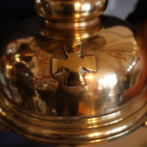 ECCLESIASTICAL ART. Unusual Pair of Vintage Handmade Solid Brass Half Dome Church Candlesticks