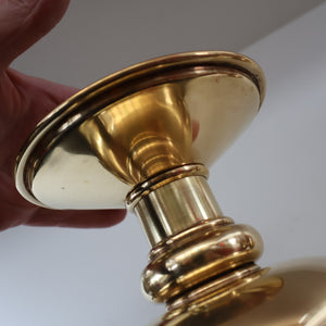 ECCLESIASTICAL ART. Unusual Pair of Vintage Handmade Solid Brass Half Dome Church Candlesticks