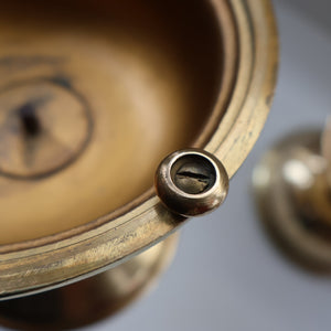 ECCLESIASTICAL ART. Unusual Pair of Vintage Handmade Solid Brass Half Dome Church Candlesticks