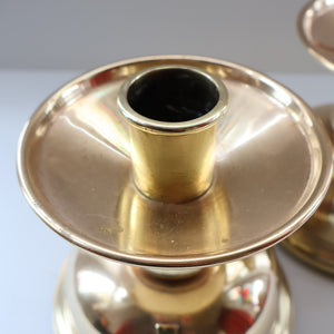 ECCLESIASTICAL ART. Unusual Pair of Vintage Handmade Solid Brass Half Dome Church Candlesticks