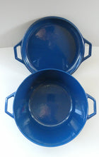 Load image into Gallery viewer, Vintage DANISH Copco D3 Bright Blue Enamel Cast Iron Lidded Casserole Pot
