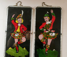 Load image into Gallery viewer, 1940s Pair of Vintage FOIL ART Pictures Featuring a Dancing Couple: A Scotsman and Gir
