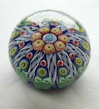 Load image into Gallery viewer, Scottish Glass. Strathearn Millefiori Canes and Latticino Ten Spoke Paperweigh
