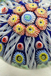 Scottish Glass. Strathearn Millefiori Canes and Latticino Ten Spoke Paperweigh