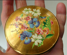 Load image into Gallery viewer, Vintage 1950s British POWDER COMPACT with Floral Design. Probably by MELISSA
